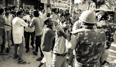 A mob protest in Muzaffarnagar